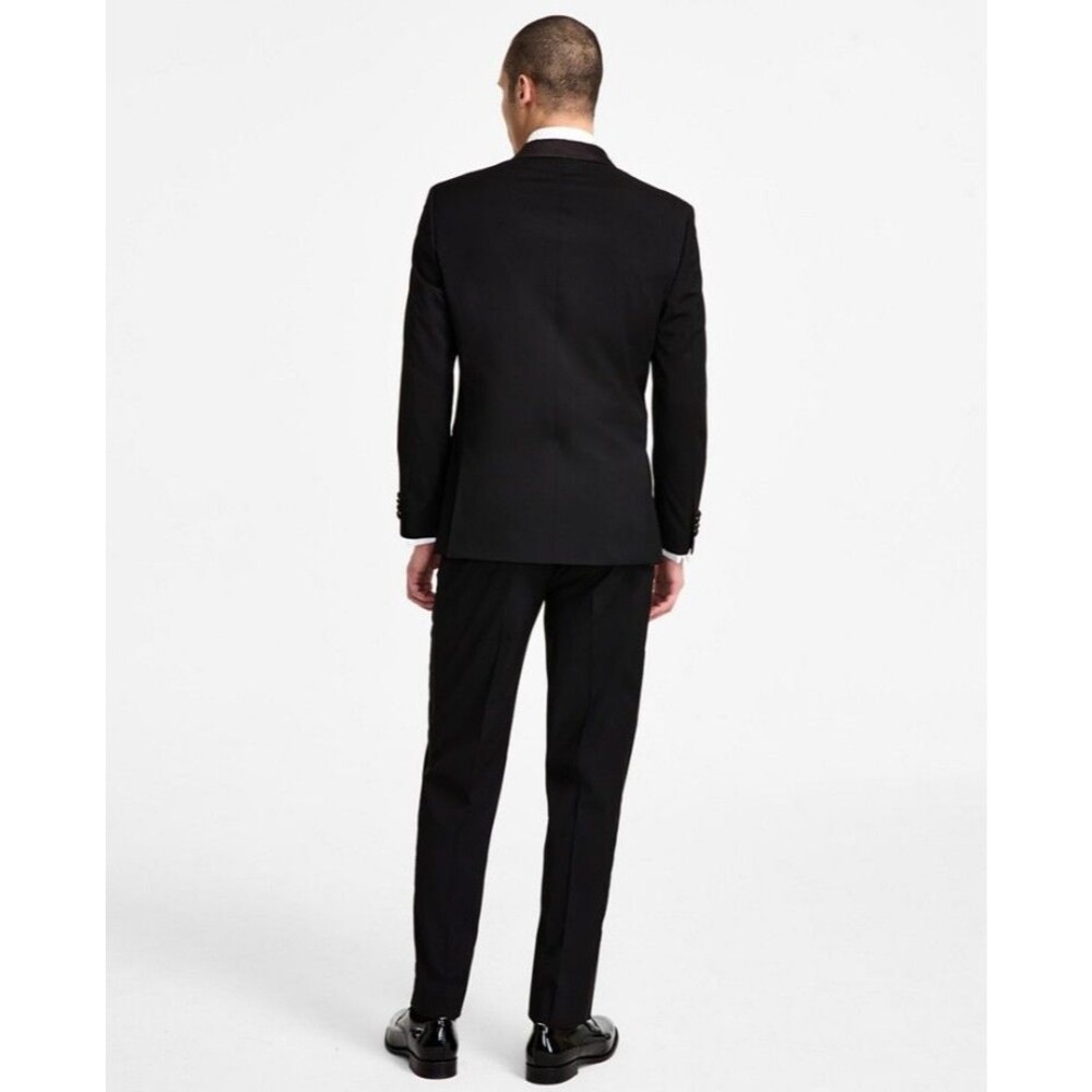 $395 NEW NAUTICA Mens 46R Solid Black 2 Piece Tuxedo Suit With Dress Pants 41x31 - Picture 5 of 6